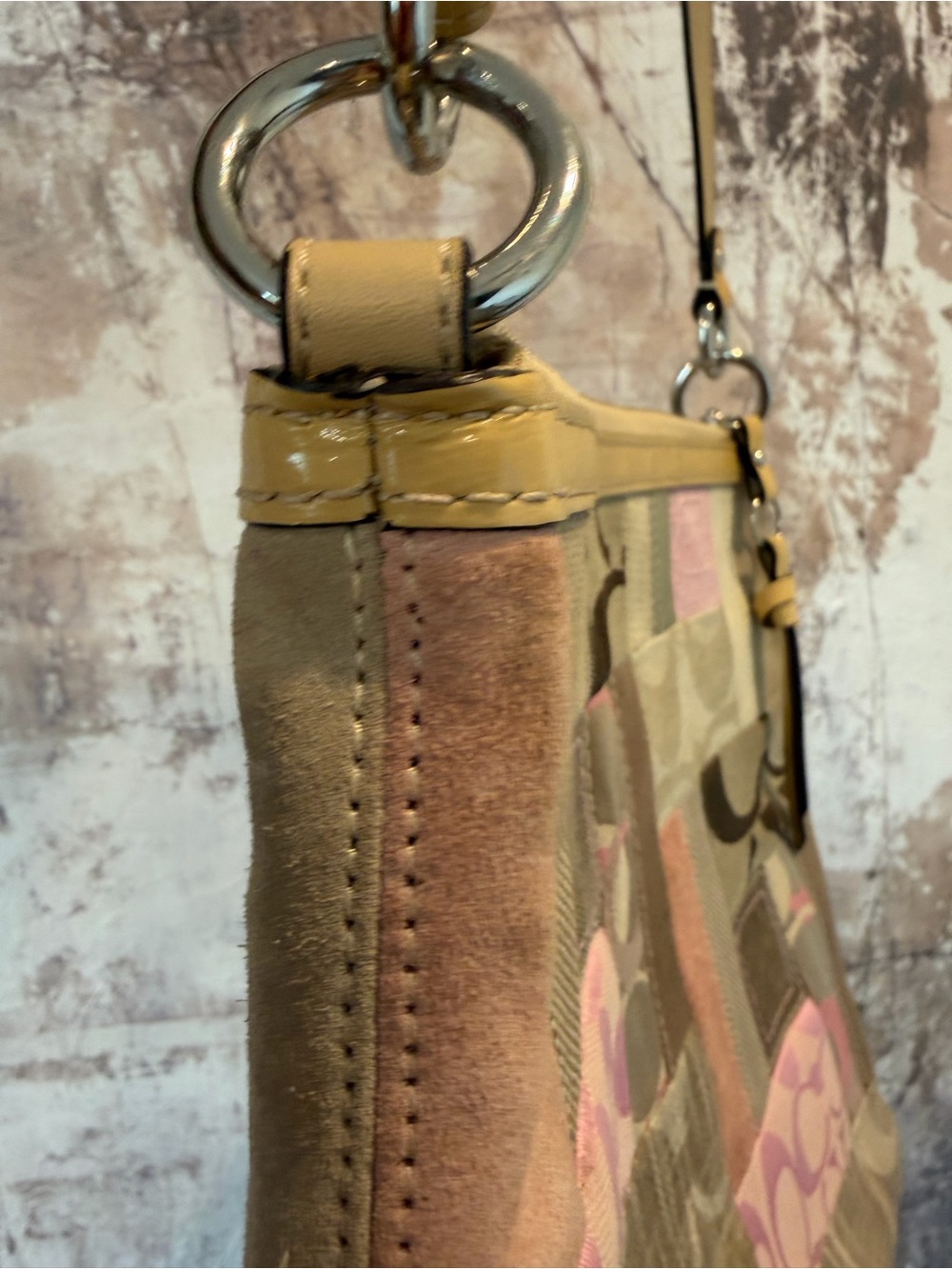 Vintage Coach Patchwork Shoulder Bag Purse m - Picture 3 of 17